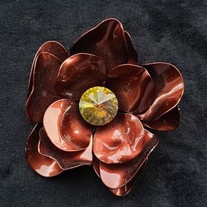 Vintage Enamel Flower With Rivoli Center